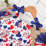 Kid Baby Girls Independence Day Love Stars Stripes Printed Splicing Dresses