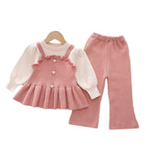1-6T Kid Baby Girls Knit Long Sleeve Suits 2 Pcs Set
