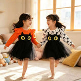 1-6T Kid Girl Halloween  Printed Mesh Cute Dresses