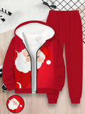 Children's 3D Digital Printing Children's Zipper Hooded Sweater Set