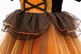 New Girls Princess Dress Halloween Costume Cosplay Witch Dress Bubble Sleeves Pumpkin Mesh Fluffy