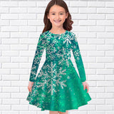 2-10T Kid Girls Round Neck Long-sleeved Casual Print Dresses