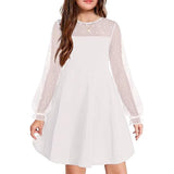 Kid Girls Lace Long-sleeved Solid Cute Princess Dress