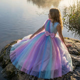 Kid Girl Sleeveless Banquet Party Mesh Princess Dresses