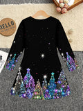 3-12Y Kid Girl Christmas  Autumn Winter Long-sleeved  3D Print Dresses