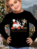 2-12T Kid Girl Cute Casual Fashion Christmas Print Long Sleeve T-shirt