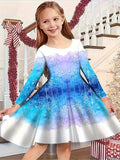 Christmas Crew Neck Dress Girls Korean Version Fashion Foreign Style Long Sleeve Snowflake