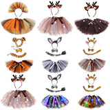 1-8Y Kid Baby Girl Leopard Cos Jungle Beast Halloween Animal Suit 3 Pcs Set