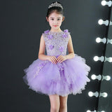 Kid Girls Evening Princess Trailing Wedding Tutu Host Dresses