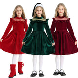 4-10T Kid Girl Long Sleeve Christmas Party Dresses