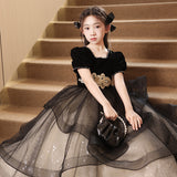 Children's Dress Princess Dress Girls' Evening Dress Light Luxury Niche French Black Host