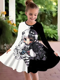 2-10T Kid Girl Fake Personalized Long-sleeved Swing Fashion Trend Dresses