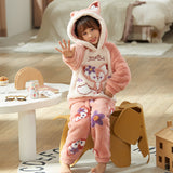 Kid Baby Girl Pajamas Autumn Winter Velvet Home Coral Pajamas