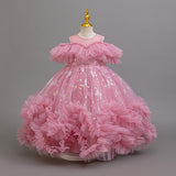 3-12T Kid Girl Mesh Print Tutu Princess Birthday Party Dresses