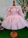 Kid Baby Girl Pink Long Sleeve Fluffy Birthday Piano Dresses