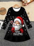 3-12Y Kid Girl Christmas Autumn Winter Long Sleeve 3D Printing Dresses