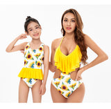 Parent-child swimsuit women's print one-piece bikini sexy family mother and daughter swimsuit