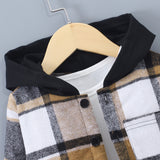 Boys and Children's New Long-sleeved Plaid Contrasting Color Hooded Two-piece Suit