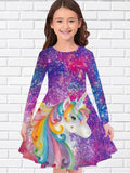 2-10T Kid Baby Girl Fashionable Foreign Pony Poly Print Cute Casual Dresses