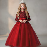 4-14T Kid Girl Princess Ins Long Sequined Formal Dresses