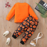 1-6Y Kid Baby Boy Girl Halloween Full Print Loungewear Pajamas Suits 2 Pcs Set