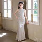 Kid Girl Princess Host Evening  Mermaid Fish Tail Dresses