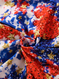 3-8 T Kid Girl Bow Independence Day Printed Short Sleeved Flared 2 Pcs Set