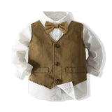 1-6T Kid Baby Boys Autumn Party Suit Long Sleeve Gentleman 4 Pcs Set