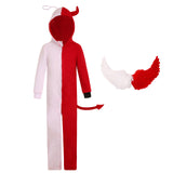 3-12Y Kid Girl Red and White One-piece Devil Suits