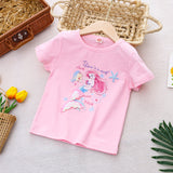 Kid Girl Summer Short-sleeved Mermaid Cotton T-shirt Top