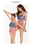 Parent-child Swimsuit High Waist Bikini Sexy Split New Bikini Mother and Daughter Ruffle Leaf Swimsuit