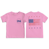 Kid Boy Girl USA Independence Day Printed Crew Neck Short Sleeve T-Shirt