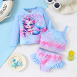 Kid Girls Swimming Suit Split Suspender Swimsuit 2 Pcs Set