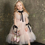 Kid Girl Wedding Long Sleeve Mesh Birthday Show Princess Dresses