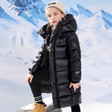 4-12T Kid Girl Cotton Down Black Gold Bread Jacket Cold-resistant Thickened Coats