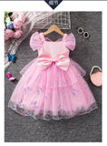 Girls Pink Butterfly Princess Dress Children's Summer Foreign Mesh Fluffy Party Birthday Dress