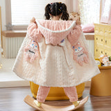 Kid Girl Coral Fleece Pajamas Autumn Winter Thick Flannel Bathrobe