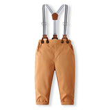1-5Y Kid Baby Boys Long-sleeved Leaf Print Gentleman Autumn Banquet 4 Pcs Set