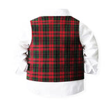 1-5Y Kid Baby Boys Red Plaid Christmas Suit Multi-piece Set