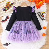 1-8Y Kid Girls Spring Autumn Halloween Stitching Dresses