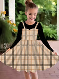2-10T Kid Girl Fake Personalized Long-sleeved Swing Fashion Trend Dresses
