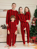 Family Matching Red and Black Plaid Christmas Parent-child Loungewear Pajamas