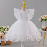 Kid Girl Princess Wedding Flower Mesh Embroidered Sequins Dress