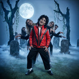 4-12Y Kid Boy Michael Jackson Red Leather Performance Suit 2 Pcs Set