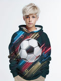 2-12T Kid Boy Graffiti Football 3D Digital Printing Casual Pullover Hoodie