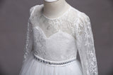 Lace Long Sleeve Dress Children's Dress Flower Girl Dress Mesh Dress