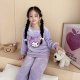 Autumn and Winter Girls' Homewear Kuromi Home Pajamas Mink Flannel Cartoon Set