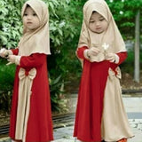 Kid Baby Girls Spring Autumn Long-sleeved Casual Dress With Headscarf