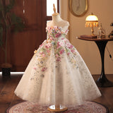 2-12T Kid Baby Girls Flower Show Piano Performance Princess Dress