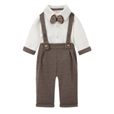 Baby Boy Long Sleeve British Style  Birthday Overalls 2 pcs Set